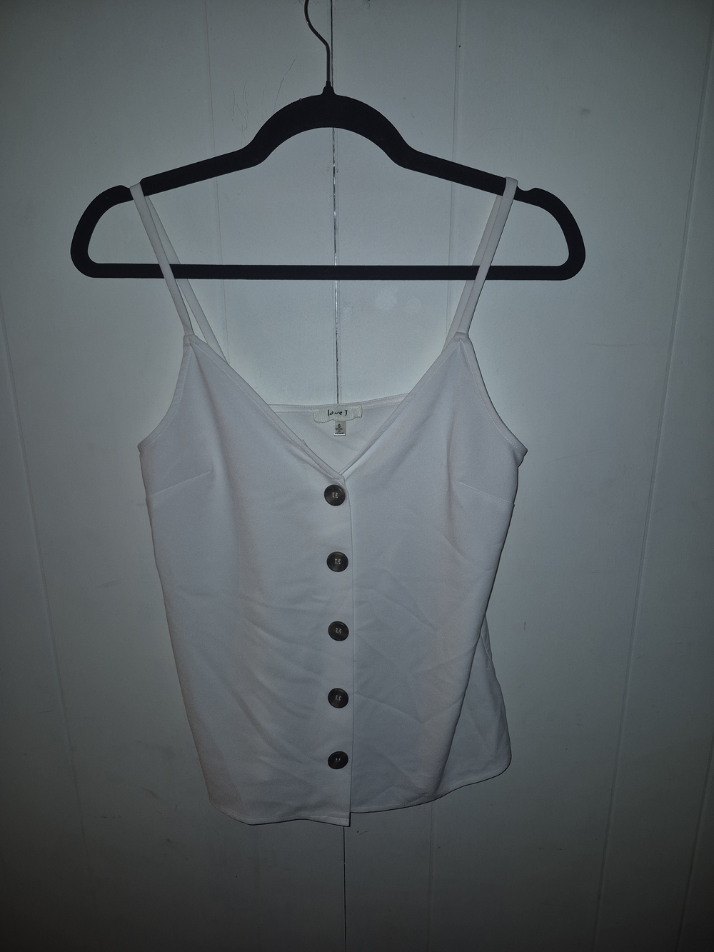 White Button-Front Spaghetti Strap Cami